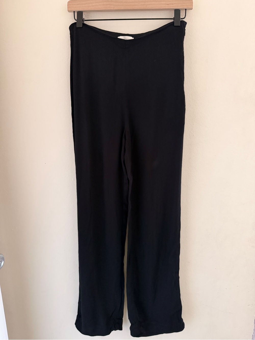 Reformation Black Wide Leg Pants High Rise Flowy Trousers Minimalist Side Zip 4